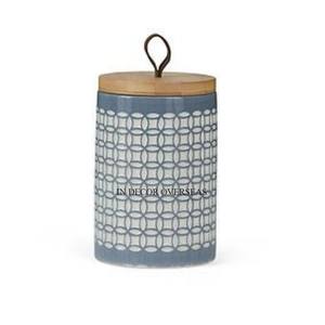 Boîte ronde en émail fini avec couvercle supérieur en bois pour le stockage d'articles alimentaires, fournitures d'ustensiles de cuisine pour la maison et l'hôtel - Product Image 1