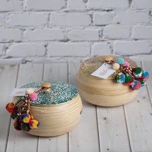 <b>Ramadan</b> Gergean Bamboo <b>Gift</b> <b>Box</b> With Eggshell Lacquer Handmade <b>Ramadan</b> Mubarak Kids Party Favor Holiday Decoration - Product Image 2