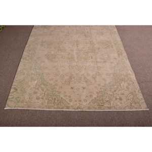 พรมตุรกีขนาดใหญ่ 5.6x7.9 ฟุต พรมวินเทจ พรมขนสัตว์ลายสัตว์สีเขียวเหลือง - Product Image 5