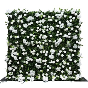 Artificial White Rose Hydrangea Green Wall Panel Wedding Backdrop, Event Decor, Photo Booth <strong>Background</strong> Easy Install - Product Image 1