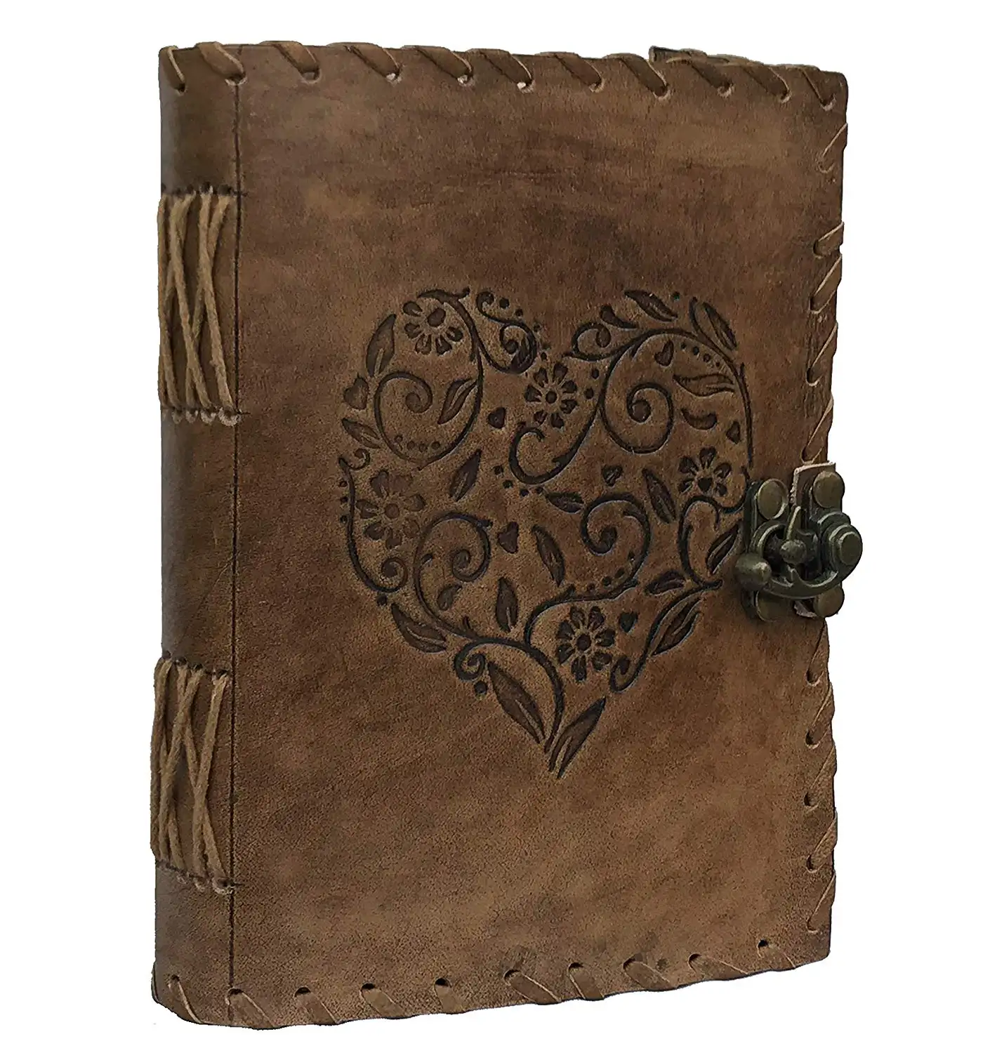 Vintage Corazón en relieve blanco algodón papel libro de sombras mejor regalo cuero diario hecho a mano diario cuaderno planificador para hombres y mujeres