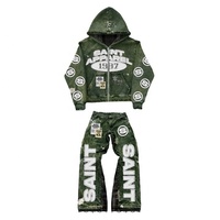 Ensemble de survêtement unisexe à capuche et pantalon de jogging Y2K, lavage à l'acide, patchs déchirés, vêtements d'hiver, vente en gros, prix bas, 100% coton