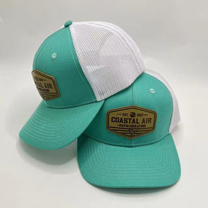 Casquette classique personnalisée ajustable à 6 panneaux Casquette de camionneur rayée en tissu maillé en cuir avec logo en toile/jersey Casquette d'été unisexe pour adulte - Product Image 3