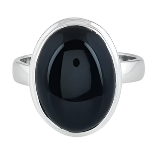 Natural <b>Black</b> Onyx Oval Gemstone Solid Silver Bezel Setting <b>Ring</b> 925 Sterling Silver <b>Ring</b> Fashionable Silver Plated for Unisex - Product Image 5