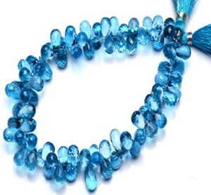 ลูกปัดบลูโทปาซทรงหยดน้ำธรรมชาติ บริการตรวจสอบโดยผู้ตรวจสอบอิสระจาก Coszcalt Exports พร้อมใบรับรองความแท้ - Product Image 2