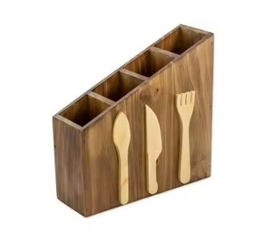 ที่ใส่ช้อนส้อมไม้กระถินเทศ พร้อมถาดสำหรับใส่ช้อนและมีด - Product Image 5