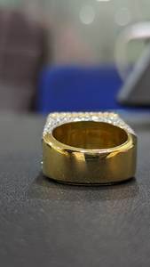 <b>Men's</b> 18kt Yellow <b>Gold</b> VS-GH Lab Grown Diamond <b>Ring</b> 7ct Heavy Bling Iced <b>Pinky</b> for Wedding Christian Religious IGI Parties - Product Image 2