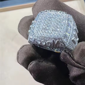 <b>Gold</b> Moissanite Hip Hop Iced Out Wedding Band <b>Ring</b> with Pave Setting <b>for</b> <b>Men</b> Women Party Engagement or Anniversary Gift - Product Image 1