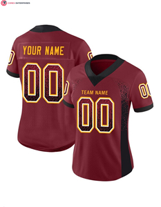 Custom 100% Polyester Football Jersey Burgundy Black-<b>Gold</b> <b>Mesh</b> Drift Fashion Breathable Short Solid Front Printed Techniques - Product Image 2