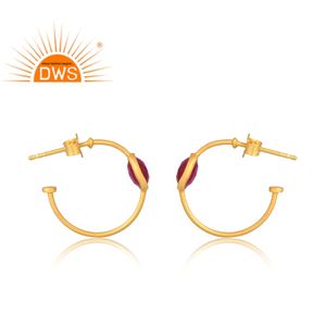 Hot Selling 925 Sterling Silver 18K Gold Plated Natural Aventurine <b>Red</b> Quartz Gemstone Earring Demi Fine Jewelry Manufacturer - Product Image 4