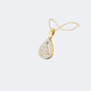 Collar con Colgante de Diamante Redondo de 0.50CTW con Halo de Perlas, Oro de 14k, Diamante Cultivado en Laboratorio, Color D, VVS, Engaste Pavé, Joyería en Forma de Lágrima para Mujer - Product Image 6