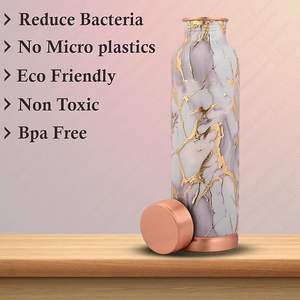 ขวดน้ำทองแดงแท้ทำมือ พิมพ์ลาย สำหรับการดื่มน้ำเพื่อสุขภาพและสุขภาพที่ดีทุกวัน เป็นมิตรกับสิ่งแวดล้อม ขวดน้ำบริสุทธิ์เพื่อความยั่งยืน - Product Image 4