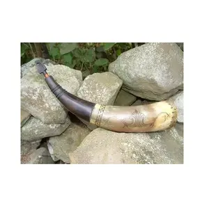 Hot Model 2023 buffalo powder horn latest design top quality natural color modern look buffalo powder horn at low price