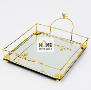 ดอกทานตะวันสีขาวที่ทันสมัยจับโลหะและหินอ่อนที่ให้บริการถาดที่ทันสมัยให้บริการถาดโลหะและหินอ่อน - Product Image 6