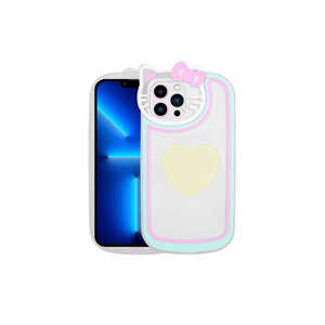Coque de protection en silicone blanc Netzy, motif chat transparent, pour Pop Socket, compatible avec iPhone 12 Pro Max, coque de téléphone de dessin animé - Product Image 1