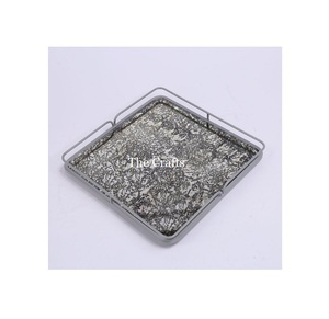 Juego de bandeja de servicio de color plateado martillado de aluminio a granel de dos bandejas de servicio de chocolate de diferentes tamaños a la venta - Product Image 5