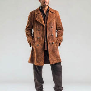Manteau Trench Homme Luxe et Durable en Cuir Suédé Écologique Respirant, Design Personnalisable, Finition Lisse - Product Image 1