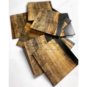 Taza de té de resina de madera de Acacia Premium personalizada de mango liso carbonizado sin terminar grueso personalizado único mejor posavasos redondo - Product Image 4