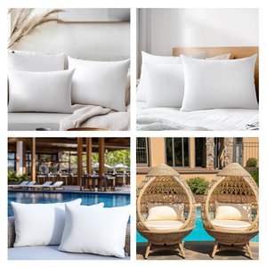 Set di 6 Cuscini Premium in Tessuto Poliestere Bianco, Imbottitura in Fibra Morbida, Lavabili, Cuscini Quadrati e Lombari - Product Image 6