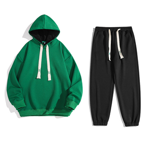 Conjunto de Sudadera con Capucha y Pantalones Oversize Personalizado, Chándal Casual Urbano para Hombre, Sudadera con Hombros Caídos, 100% Algodón para Otoño - Product Image 1