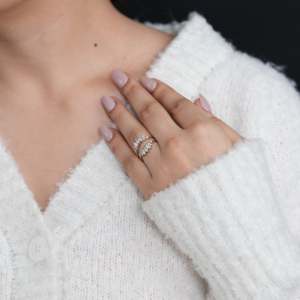 Marquise Lab Grown Stackable Bridal <b>Ring</b> <b>Set</b> Diamond Cluster <b>Sterling</b> <b>Silver</b> Gold VS1 Clarity-Elegant Luxurious Wedding - Product Image 3