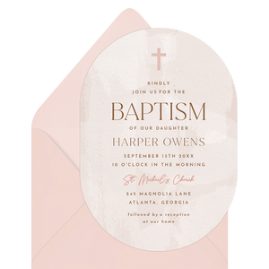 اليهودية شريط ميتزفة استحمام الطفل بطاقة دعوة التعميد مخصص مطبوعة بيضاوية الشكل دعوة مع مغلف بطانة المخملية - Product Image 1