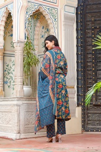 Nueva moda tradicional indio Jaipuri estampado algodón Kurti conjunto bordado señoras Kurta para fiestas de invierno-venta al por mayor Jaipur India - Product Image 2