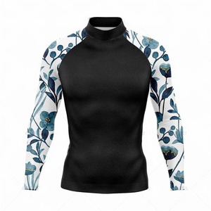 Traje de baño de surf de una pieza con patrón sólido de manga larga para hombre, protección UV, mallas de natación, camisa para surf y buceo - Product Image 1