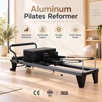 Mesin Reformer Pilates Studio Komersial Terbaik dengan Footbar yang Dapat Disesuaikan, Portabel & Tahan Lama, Berbahan Aluminium Hitam