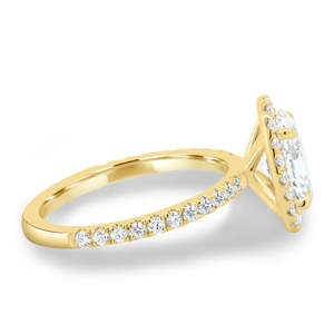 Anillo de compromiso de oro amarillo puro de 14K, 18K, 22K, con corte ovalado, Diamante cultivado en laboratorio, anillos sentados de lujo, joyería fina, regalos de boda - Product Image 3