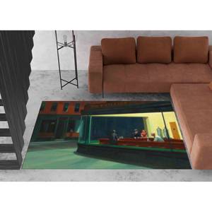 Tapis imprimé au design vintage Nighthawks, cadeau fait main pour la décoration de la maison, tapis en chenille - Product Image 1