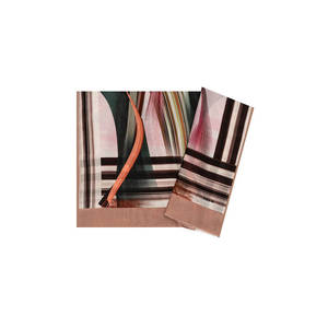 Powder Pink <b>Silk</b> Rectangular Striped <b>Scarf</b> with Tassels - Product Image 1