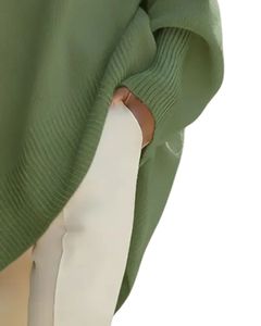 Manufacturer Customized <b>Women</b> <b>Oversized</b> V Neck Knit Sweater Green Loose Fit Long Sleeve Soft Winter Pullover Casual Fashion Top - Product Image 5