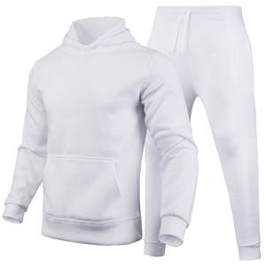 Ensemble de survêtements 2 pièces pour homme Ensemble de survêtements de jogging décontracté pour homme Pantalon de survêtement à capuche en polaire de couleur unie pour homme - Product Image 5