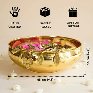 Sacred Serenity Urli Bowl with Floating Flowers for Sacred <b>Spaces</b> Floral Harmony Urli Bowl with Floating Flowers - Product Image 3