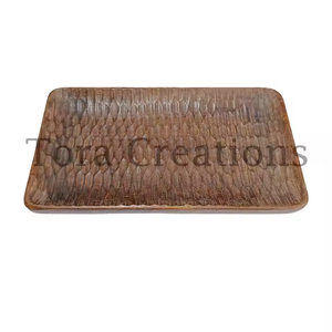 Plateau de service en bois d'acacia écologique de qualité supérieure au design rond poli foncé 100 pièces en vrac de qualité supérieure à l'exportation - Product Image 3