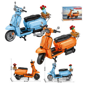 1169 pezzo mattoncini 1/5 arancione blu nuovo Scooter moto blocchi di costruzione per bambini adolescenti regalo di simulazione del motore modello giocattolo in mattoni - Product Image 1