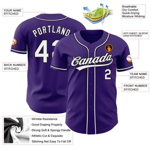 Maillot de baseball authentique personnalisé violet blanc-noir - Product Image 3