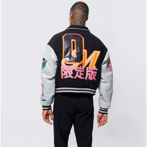 Chaqueta universitaria de diseño personalizado de primera calidad, la más popular, chaqueta universitaria de fibra de lana con mangas de cuero hechas a medida - Product Image 3