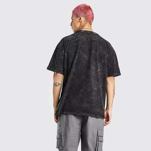 T-shirts délavés à l'acide respirants de qualité supérieure pour hommes Vente en gros de T-shirts durables de grande taille Service OEM Prix de gros OEM - Product Image 4