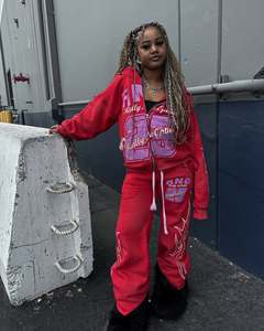 Custom Designer 400 Gsm Y2k Vintage Sun Faded Survêtement Streetwear Ensemble de survêtements à ourlet brut lavé de haute qualité - Product Image 5