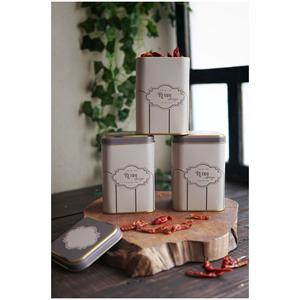 Square Metal <b>Canister</b> <b>Set</b> – 87x87x125 mm (<b>Set</b> of 3) Retro Retro Design - Product Image 1