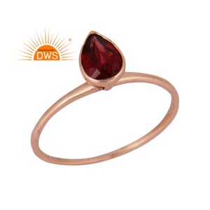 New Arrival Sterling <b>Silver</b> Rose Gold Plated Natural <b>Garnet</b> Gemstone Stackable <b>Ring</b> Custom Jewelry Manufacturer - Product Image 1