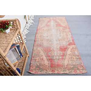 พรมตุรกีวินเทจ ขนาด 3.2x7.2 ฟุต พรมลายดอกไม้สีเบจ - Product Image 1