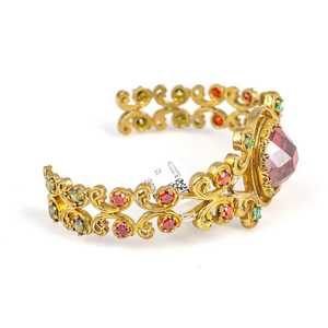Antique 925 Sterling Silver <b>Bracelet</b> <b>Ruby</b> Stone Rhodium Plated Flower Number Pattern Classic Religious Style for Gifts Parties - Product Image 2