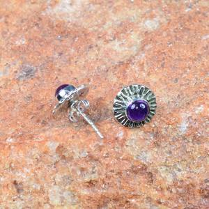 1 paire de boucles d'oreilles en argent sterling 925 avec améthyste violette naturelle, bijoux de créateur pour mariage et fête, cadeaux - Product Image 6