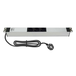 PDU 19'' 1U pour montage en rack, 3 prises Schuko, unité de distribution d'alimentation en aluminium, 16A 250V - Product Image 1