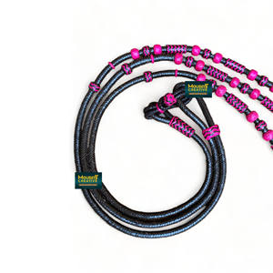 Vente en gros OEM accepté Western Equestrian Horse Racing tressé teint Rênes romales en cuir avec perles et accents - Product Image 6