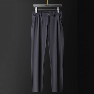 <b>Men's</b> Ice Silk Business Pants, Elastic and Breathable Solid Color <b>Summer</b> <b>Trousers</b> for Young <b>Men</b> - Product Image 3