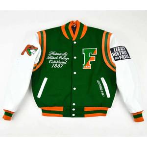 Chaqueta universitaria personalizada con cuerpo de lana y manga de cuero de alta calidad/chaqueta bomber con logotipo propio personalizado de diseño más nuevo de hip hop - Product Image 2